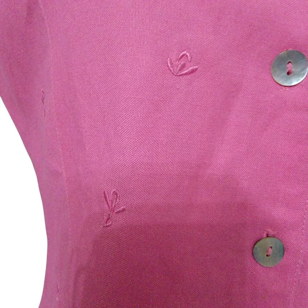 Jennifer Eden Size 10 Bubblegum Pink Sleeveless Embroidered Button Front Blouse